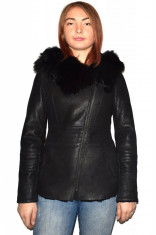 Cojoc dama, din blana naturala, marca Kurban, culoare negru, marimea XL foto