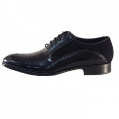 Pantofi eleganti barbati, din piele naturala, marca Eldemas, culoare negru, marimea 39 foto