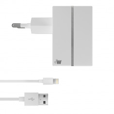 Incarcator Priza &amp;amp;amp; cablu Apple Lightning Just Wireless 2.4A, White foto