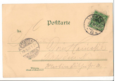 CPI B 10199 CARTE POSTALA - LEIPZIGER, ROSENTHAL, GRUSS, 1897 foto