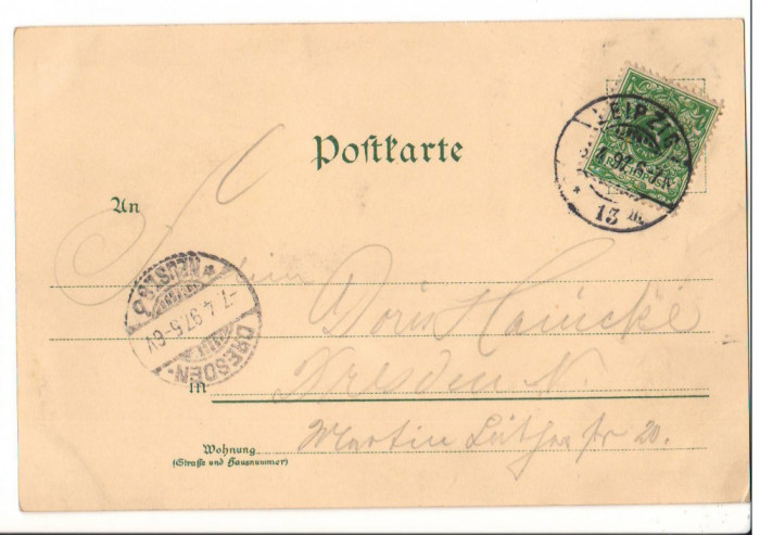 CPI B 10199 CARTE POSTALA - LEIPZIGER, ROSENTHAL, GRUSS, 1897
