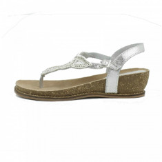 Sandale dama, din piele naturala, marca Carmela, culoare argintiu, marimea 38 foto
