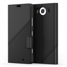 Husa de piele Mozo Thin Flip pentru Microsoft Lumia 950, Black Golf foto