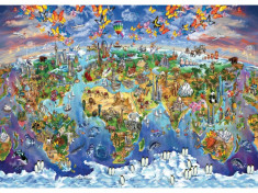 Puzzle Heidi - 2000 de piese - World Wonders Illustrated Map-MARIA RABINKY foto