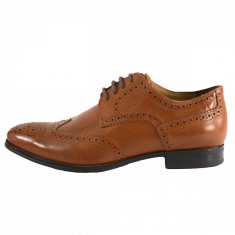 Pantofi eleganti barbati, din piele naturala, marca Geox, culoare coniac, marimea 45 foto