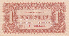 SPECIMEN CEHOSLOVACIA 1 korunu 1944 UNC!!! foto