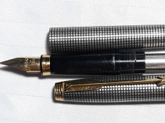 STILOU PARKER 75 - CORP SI CAPAC ARGINT 925 - PENITA AUR 18K - VINTAGE foto