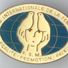 1975 Anul International al FEMEI - EGALITATE - PACE - Insigna email