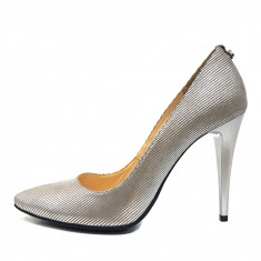 Pantofi dama, din piele naturala, marca Botta, culoare argintiu, marimea 39 foto