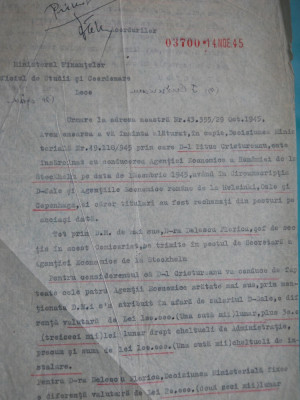 HOPCT DOCUMENT VECHI NR 241 MINISTERUL FINANTELOR 1945 foto