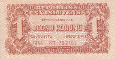 SPECIMEN CEHOSLOVACIA 1 korunu 1944 AUNC+!!! foto