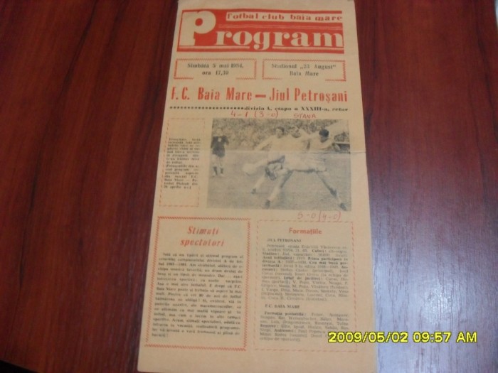 program FC Baia Mare - Jiul