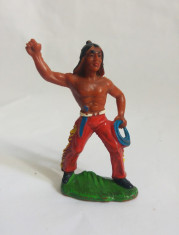 Figurina indian nativ american, cauciuc, pictat manual, 7 cm, marcat 1.05 foto