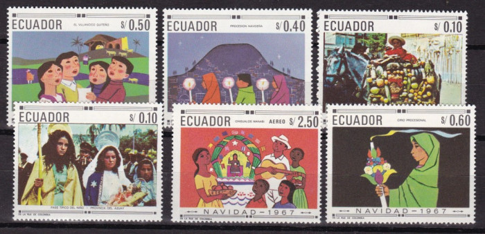 Ecuador 1967 Craciun obiceiuri populare MI 1392-97 MNH
