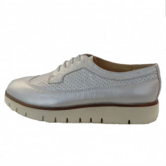 Pantofi dama, din piele naturala, marca Geox, culoare argintiu, marimea 37 foto