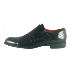 Pantofi eleganti barbati, din piele naturala, marca Conhpol, culoare negru, marimea 45 foto