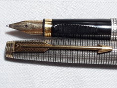 STILOU PARKER 75 - CORP SI CAPAC ARGINT 925 - PENITA AUR 18K - VINTAGE foto