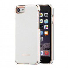 Husa de piele Premium Mozo Back Cover pentru Apple iPhone 7, White/Rose Gold foto
