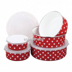 Set Caserole Emailate cu capac 10 piese Peterhof PH12866 foto