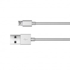 Cablu Just Wireless Charge &amp;amp;amp; Sync Braided 1.8m Micro USB, Silver foto