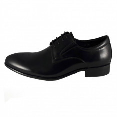 Pantofi eleganti barbati, din piele naturala, marca Eldemas, culoare negru, marimea 39 foto