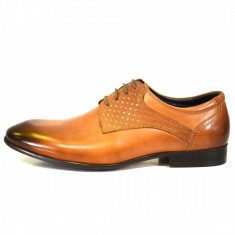 Pantofi eleganti barbati, din piele naturala, marca Saccio, culoare coniac, marimea 39 foto