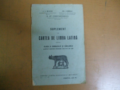 Suplement la cartea de limba latina Buc. 1933 Bujor Chiriac Constantinescu 038 foto
