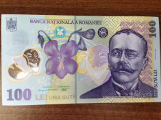 bancnota 100 lei 2018 - noua stema cu coroana - UNC foto