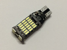 Led auto T15, W16W, 45 SMD-uri 4014, 16 W, CANBUS, ALB foto