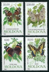 MOLDOVA 1993 - FLUTURI - SERIE DE 4 TIMBRE - NESTAMPILATA - MNH / moldova113 foto