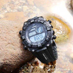 Ceas WAKNOER digital cu data alarma cronometru waterproof 30M inot cutie cadou foto