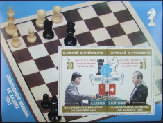 S TOME E PRINCIPE - CAMPIONATUL MONDIAL DE SAH, 1981, 1 S/SH, NEOB. - STP 114 foto