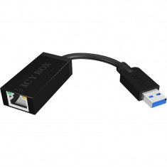 Adaptor RaidSonic IB-AC501 IcyBox USB 3.0 Male la Ethernet Female negru foto