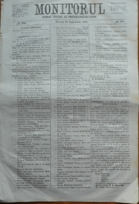 Monitorul , Jurnal oficial al Principatelor Unite , nr. 206 , 1862 , Bucuresti foto
