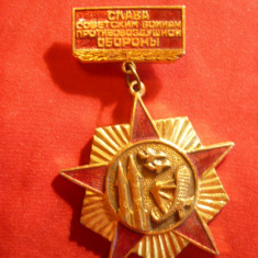 Insigna -Slava Eroilor Sovietici - Apararea Antiaeriana URSS , metal si email