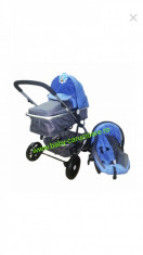 Carucior nou nascut 3 in 1 Baby Care YK 18-19 Albastru foto