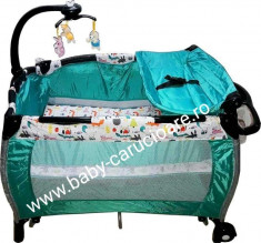 Patu?-tarc nou nascut 2 in 1 cu balansoar Baby Care FRW Verde imprimat foto