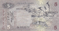 CEYLON/SRI LANKA 5 rupees 1979 VF!!! foto