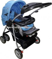 Carucior nou nascut 2 in 1 Baby Care M203 Albastru cu gri foto