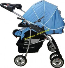 Carucior nou nascut 2 in 1 Baby Care M 202 albastru cu dungi foto