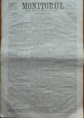 Monitorul , Jurnal oficial al Principatelor Unite , nr. 207 , 1862 , Bucuresti foto