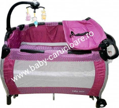 Patu?-tarc nou nascut 2 in 1 cu balansoar Baby Care FRW Fucsia foto