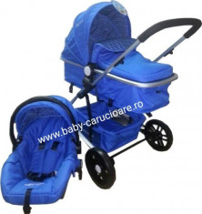 Carucior nou nascut 3 in 1 Baby Care YK 18-19 Albastru inchis foto