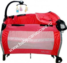 Patu?-tarc nou nascut 2 in 1 cu balansoar Baby Care FRW Rosu foto