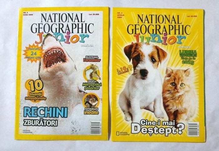 Lot 2 reviste copii, National Geographic Junior, nr. 3 si 5 / 2004 Lot 2 reviste copii, National Geographic Junior, nr. 3 si 5 / 2004