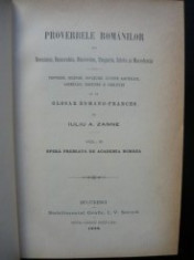 Iuliu A. Zane - Proverbele Romanilor - vol. III - 1899 foto