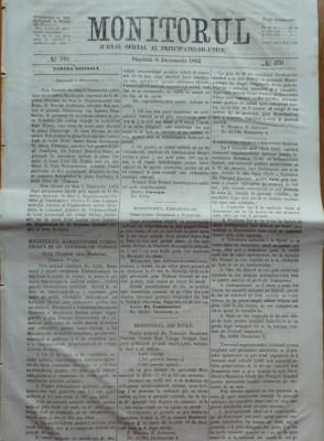 Monitorul , Jurnal oficial al Principatelor Unite , nr. 270 , 1862 , Bucuresti foto