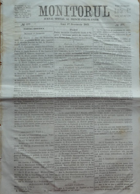 Monitorul , Jurnal oficial al Principatelor Unite , nr. 277 , 1862 , Bucuresti foto