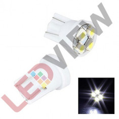 Bec T10 (W5W) cu 4 led SMD 3528 Alb xenon foto