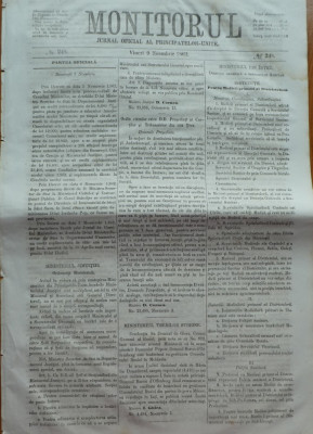 Monitorul , Jurnal oficial al Principatelor Unite , nr. 248 , 1862 , Bucuresti foto